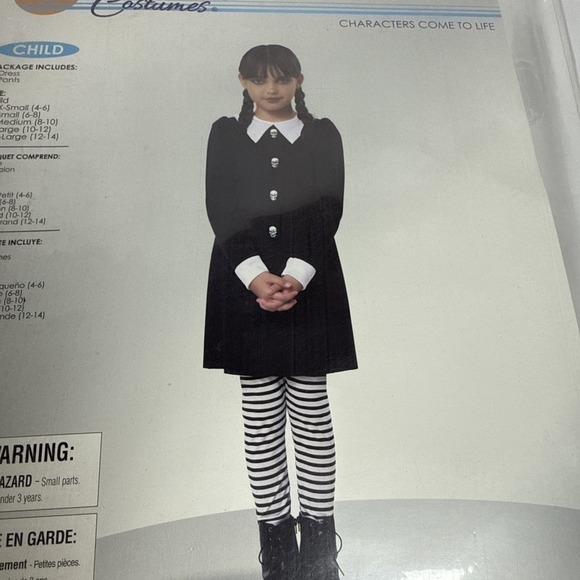 CALIFORNIA COSTUME Wednesday Tween Dreadful Child Sz-S 6-8 Black w/Pants - Picture 3 of 4